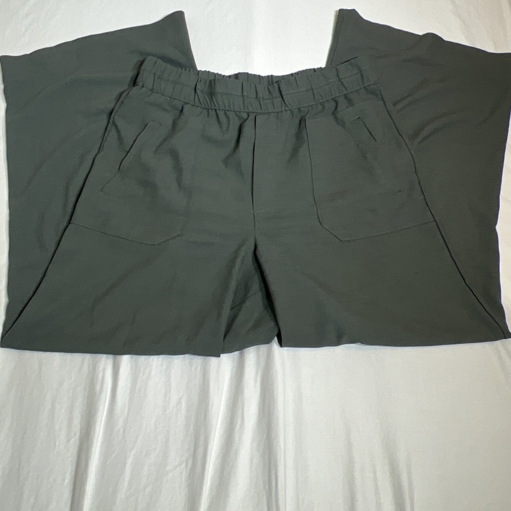 Democracy Women Technology Pant High Rise Green Flat Front Size XL